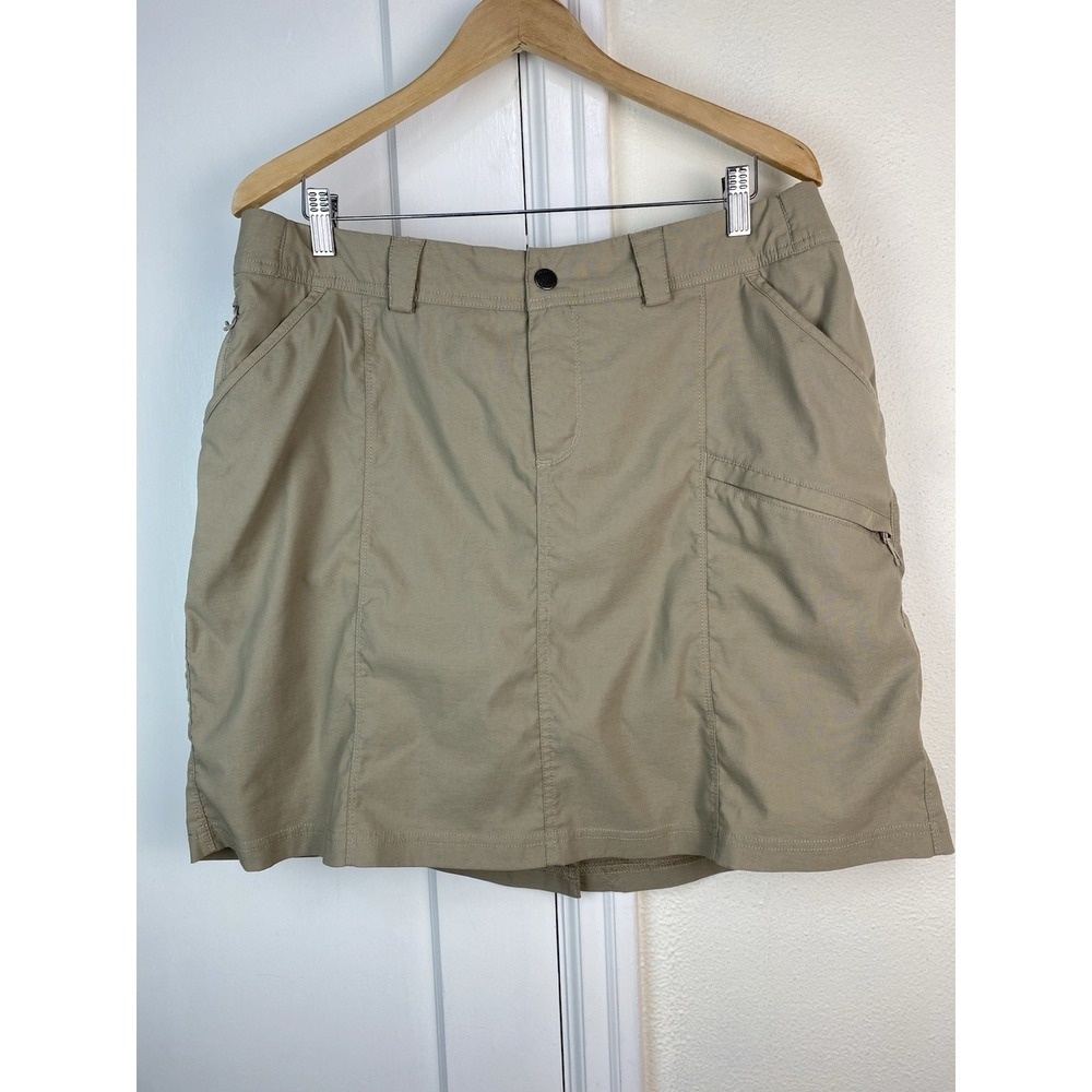 Duluth Trading Co Women 16W Tan Nylon Stretch Cargo Outdoor Gorpcore Skort Skirt